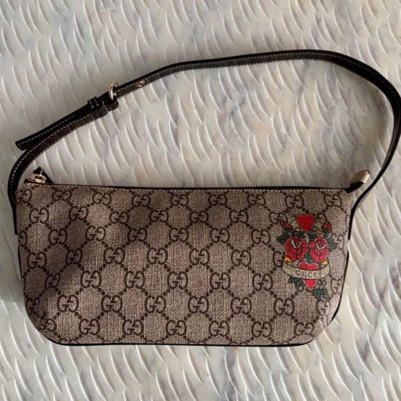 Authentic Gucci Tattoo Collection Monogram Baguette Shoulder Bag - Picture 4 of 11